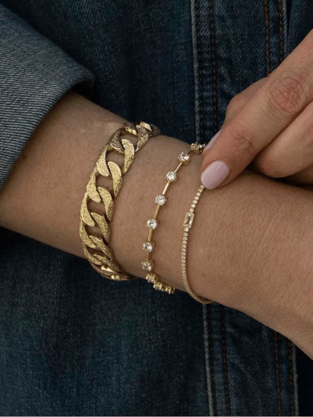 Cupcakes and Cashmere Carolina Cz Station Tennis Bracelet Yellow Gold NWOT